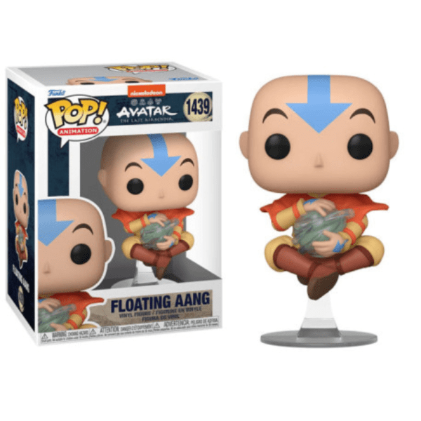 Floating Aang 1439 Funko Pop figure from Avatar: The Last Airbender, featuring Aang in a dynamic floating pose, with airbending effects and detailed design. Collectible vinyl figurine for Avatar fans and Funko Pop collectors