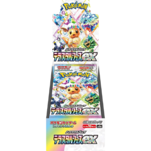 De **Terastal Festival ex Booster Box – Japans** biedt een unieke kans om de nieuwste *Pokémon*-kaarten toe te voegen aan je collectie. Met 30 booster packs, elk met 5 kaarten, ontdek je krachtige *Pokémon ex* en zeldzame holografische kaarten. Deze set introduceert de bijzondere *Tera* mechanic, die de strategische mogelijkheden in het spel vergroot. In de box vind je ook speciale *Trainer*-kaarten en alternatieve kunstwerken die je deck versterken. Perfect voor verzamelaars en spelers die op zoek zijn naar de meest exclusieve Japanse kaarten. Een must-have voor elke *Pokémon*-fan!